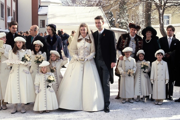 Das Foto zeigt Francesca Thyssen-Bornemisza im Jänner 1993 bei der Hochzeit mit Kaiser-Enkel ...