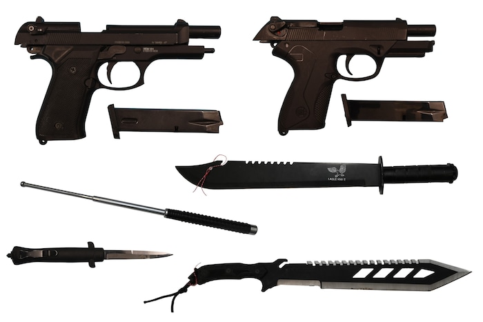 Die beim Überfall verwendeten Waffen