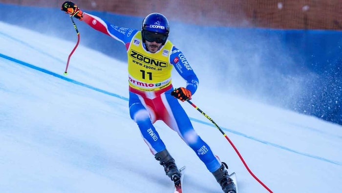 Cyprien Sarrazin bei seiner Trainingsfahrt am 27. Dezember 2024, bei der er so schwer stürzte.