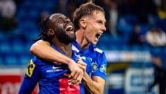 Winfred Amoah (li.) nach seinem Goldtor