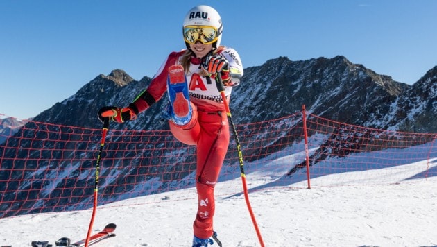 Katharina Liensberger macht sich für die neue Saison bereit.