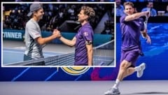 Dominic Thiem (re.) lieferte sich mit Joel Schwärzler einen packenden Showdown.