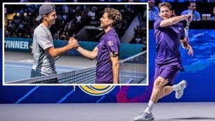 Dominic Thiem (re.) lieferte sich mit Joel Schwärzler einen packenden Showdown.