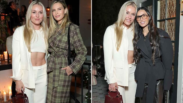 Schönheiten, wohin man schaut: Lindsey Vonn posiert mit Sara Foster (linkes Foto) und Demi ...
