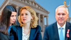 Die Grünen und SPÖ (im Bild Frauensprecherin Meri Disoski und Frauenministerin Eva-Maria ...