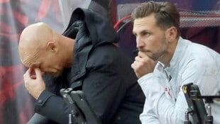 Trainer Thomas Letsch (li.) musste gegen Altach einmal mehr mitansehen, wie Red Bull Salzburg ...