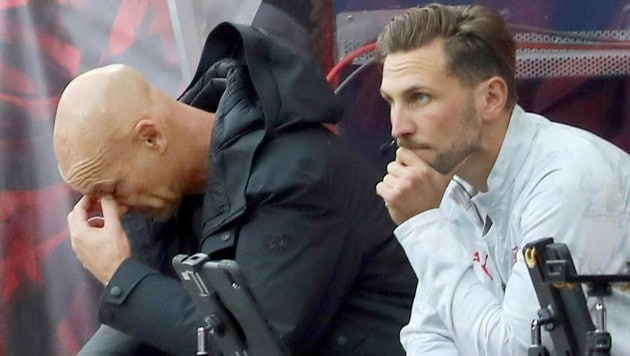 Trainer Thomas Letsch (li.) musste gegen Altach einmal mehr mitansehen, wie Red Bull Salzburg ...