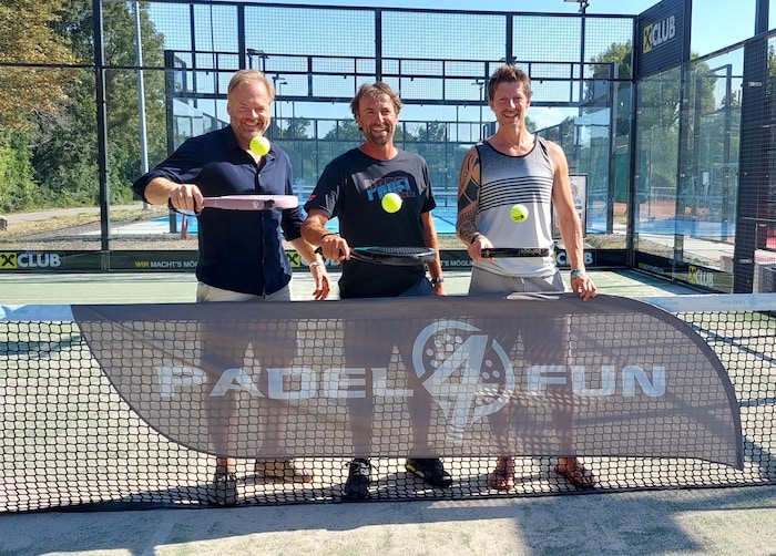 Markus Pöltenstein, Ciprian Holban und Andreas Freudensprung betreiben die Firma „Padel4Fun“.