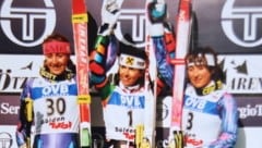 1993 triumphierte Anita Wachter (M.) vor Sophie Lefranc-Duvillard (l.) &amp; Carole Merle (r.).