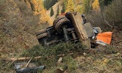 Der Radbagger wurde völlig beschädigt, der Lenker konnte sich aber selbst befreien.