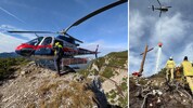 Spektakulär flog der Polizeihubschrauber Einsatzkräfte zum Gipfel. Danach führte er noch ...
