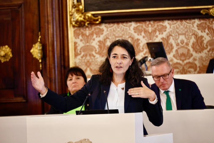 Auch die Grünen – hier Sansra Krautwaschl – machen sich für den Flascherlzug stark.