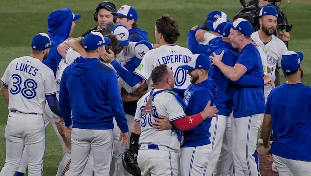 Der Jubel der Blue-Jays-Spieler