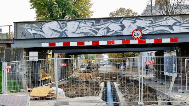 Wasserleitungsarbeiten in der Grazer Lagergasse