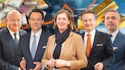 Bundeskanzler Christian Stocker, Wiener-Börse-Chef Christoph Boschan, Finanzstaatssekretärin ...