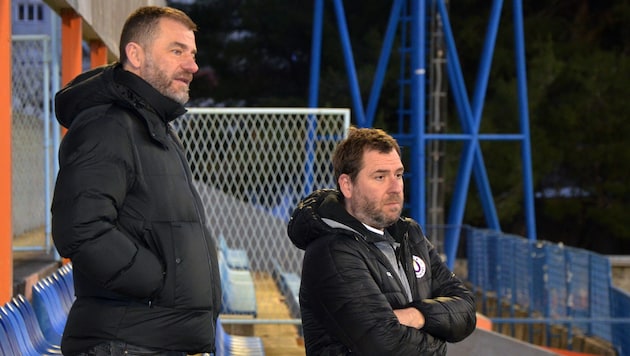 Klagenfurt-Boss Zeljko Karajica mit Matthias Linnenbrügger.