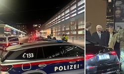 Kurz vor 22 Uhr traf der hohe Besuch in Innsbruck ein. Die Sicherheitsvorkehrungen waren enorm.
