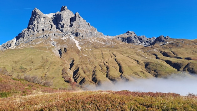 Blick zum Großen Widderstein von Hochkrumbach aus.