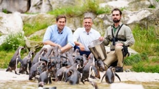 Staatssekretär Alexander Pröll (li.) und Wirtschaftsminister Wolfgang Hattmannsdorfer (Mi.) ...