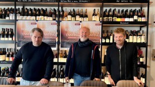 Tschida, Velich und Schuster bei der Präsentation im Robitza.