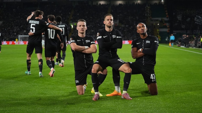 Die Sturm-Spieler jubelten über das Traumtor von Tomi Horvat (mitte).