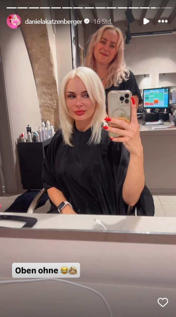 Neuer Look? Daniela Katzenberger zeigt sich in ihrer Instagram-Story „oben ohne“ Extensions.
