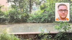 Die Leiche von Alexandru O. (Bild rechts oben) wurde in Sankt Pölten, am Ufer des Mühlbachs, ...