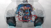 Porsche setzt die neuartige Batteriekühlung des Cayenne mit 1:100 in Relation zu ...