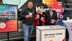 Mirko Gavric (Kärnten Bus), Sonja Raupl (Verkehrsbund) und Arnold Pacher (Bgm. Glanegg) ...