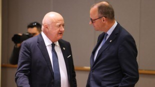 Der deutsche Bundeskanzler Friedrich Merz vertritt seinen rot-weiß-roten Amtskollegen Christian ...