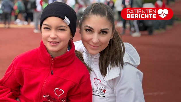 Die 10-jährige Zoey und ihre Mama Natalie, 38, beim Herzlauf in Wien, dessen Erlös herzkranke ...