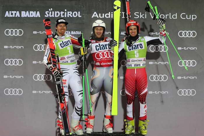 2019 gewann Windingstad (m.) den Parallel-Riesenslalom in Alta Badia.