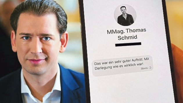 Ex-Kanzler Kurz: Chat-Beweis (re.) zur Entlastung.