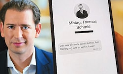 Ex-Kanzler Kurz: Chat-Beweis (re.) zur Entlastung.