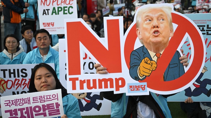 Donald Trump war in Südkorea nicht allen Bürgern willkommener Gast.