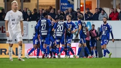 Der WAC jubelt nach einem Kraftakt in Amstetten.