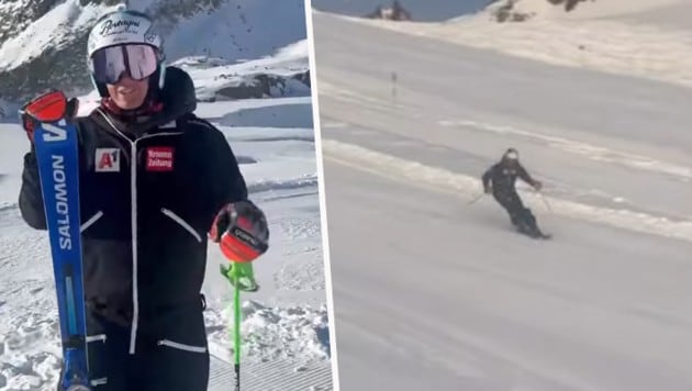 Ricarda Haaser bei ihren ersten Schneeschwüngen 