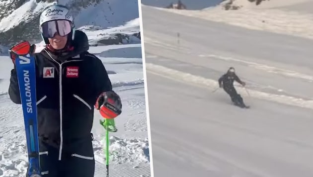 Ricarda Haaser bei ihren ersten Schneeschwüngen