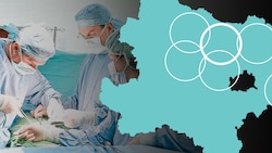 Die Kreise mit Krankenhäusern im Zentrum: Hollabrunn ist hervorgehoben „in der Mitte“ – und für ...