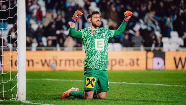 Zwei Elfmeter gehalten, einen selbst verwandelt – Matteo Bignetti war Sturms großer Cup-Held ...