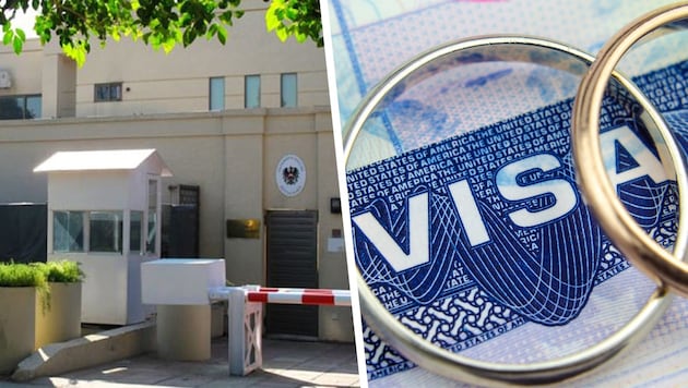 The visa for the Afghan woman is waiting at the Austrian embassy in Pakistan (above).