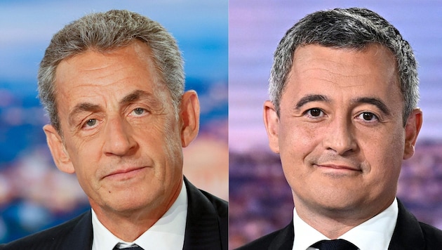Von links: Frankreichs Ex-Präsident Nicolas Sarkozy und Justizminister Gérald Darmanin