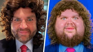 Der irre Gesichtsausdruck macht die Verkleidung von Vance perfekt.