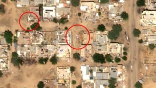 Auf den Aufnahmen sind dunkelrote Verfärbungen und längliche „Objekte“ zu sehen.