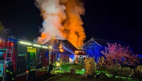 Der Stall wurde völlig zerstört.