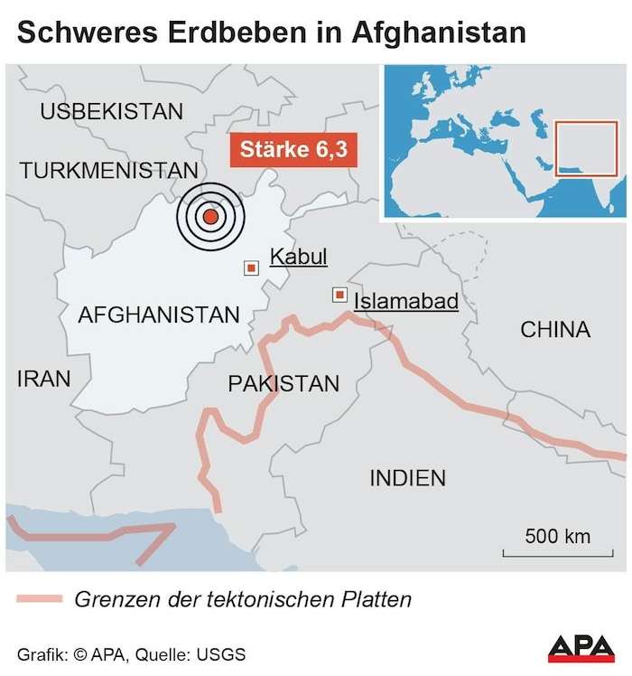 Eine Grafik zeigt den Ort des Erdbebens.