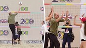 Prinz William beweist beim Beachvolleyballspiel am Copacabana-Strand seine Sportlichkeit.