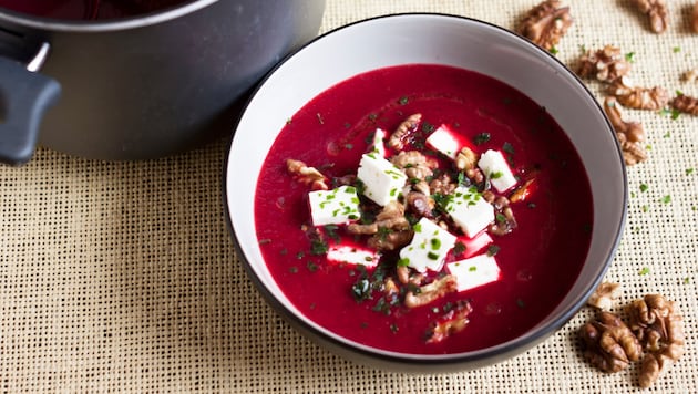 Wer will, kann diese Suppe mit Kokosmilch oder Schlagobers noch herzhafter machen.