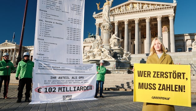 Greenpeace protestierte am Dienstagvormittag gemeinsam mit Schauspielerin Valerie Huber gegen ...