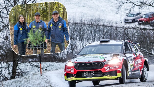 Alex Donner (M.) und das Jännerrallye-Team pflanzen am Freitag erneut 2000 Bäume.